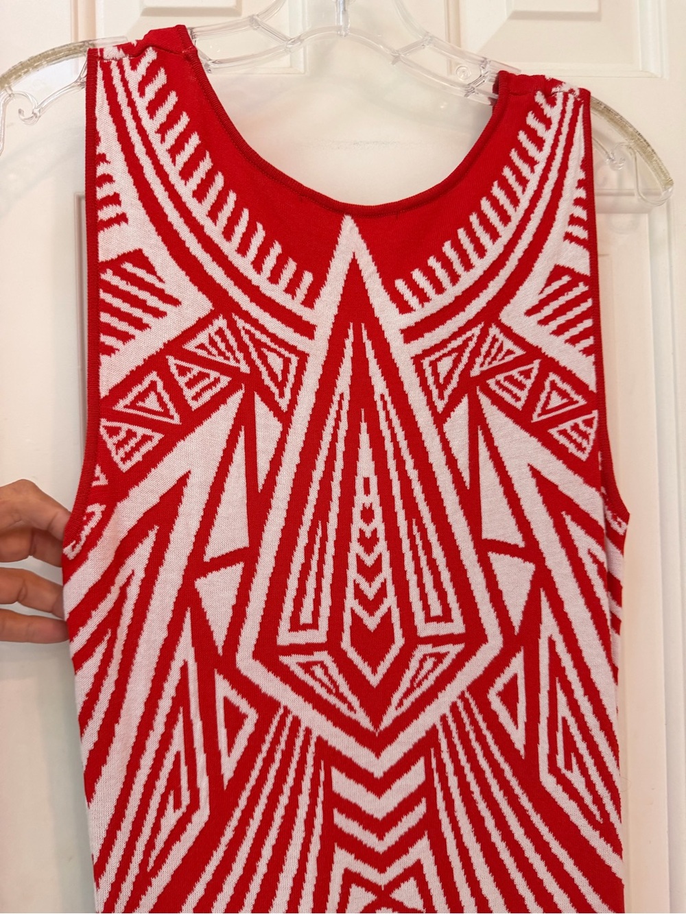 Gianni Bini woven knit tank midi dress, Red and White Bodycon Fit, Sz M - Picture 9 of 15